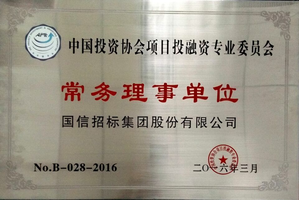 中(zhōng)國(guó)投資協會項目投融資專業委員會常務(wù)理(lǐ)事單位 中(zhōng)國(guó)投資協會項目投融資專業委員會常務(wù)理(lǐ)事單位